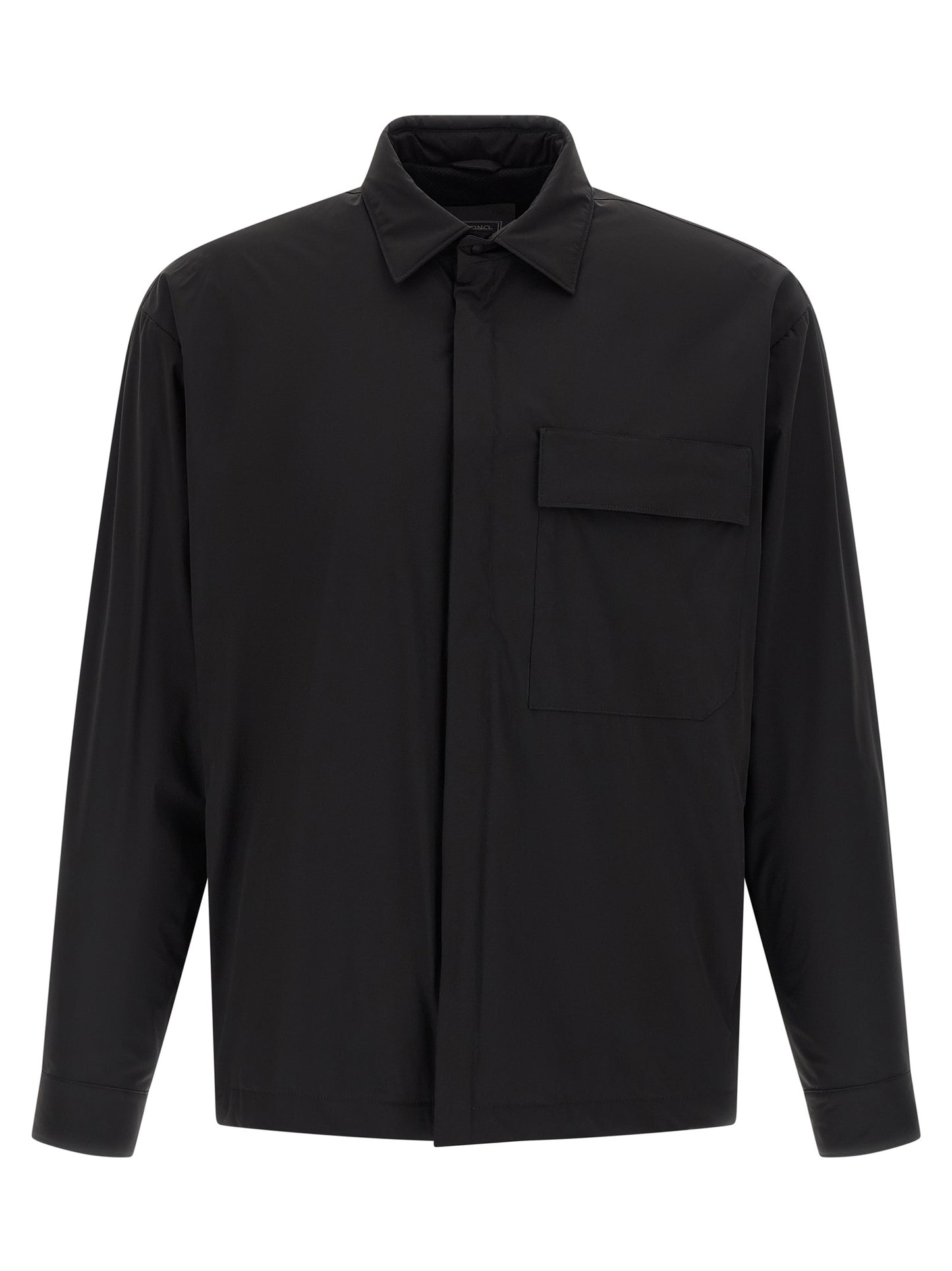 Windbreaker Jacket by Herno for men in stretch polyamide black features an perennial silhouette with a refined and perennial windproof & pockets for a sophisticated weather-resistant look.