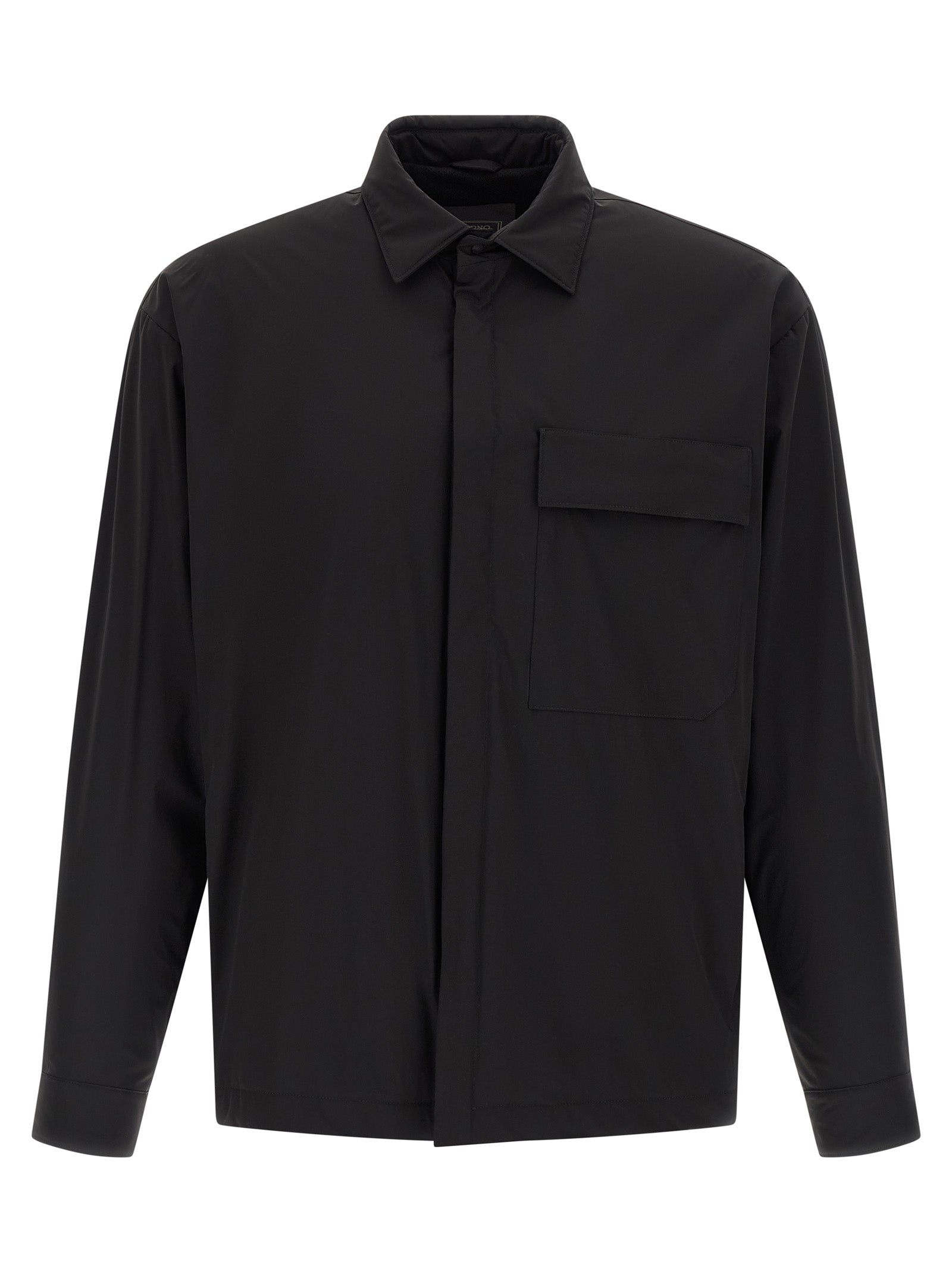 Windbreaker Jacket by Herno for men in stretch polyamide black features an perennial silhouette with a refined and perennial windproof & pockets for a sophisticated weather-resistant look.