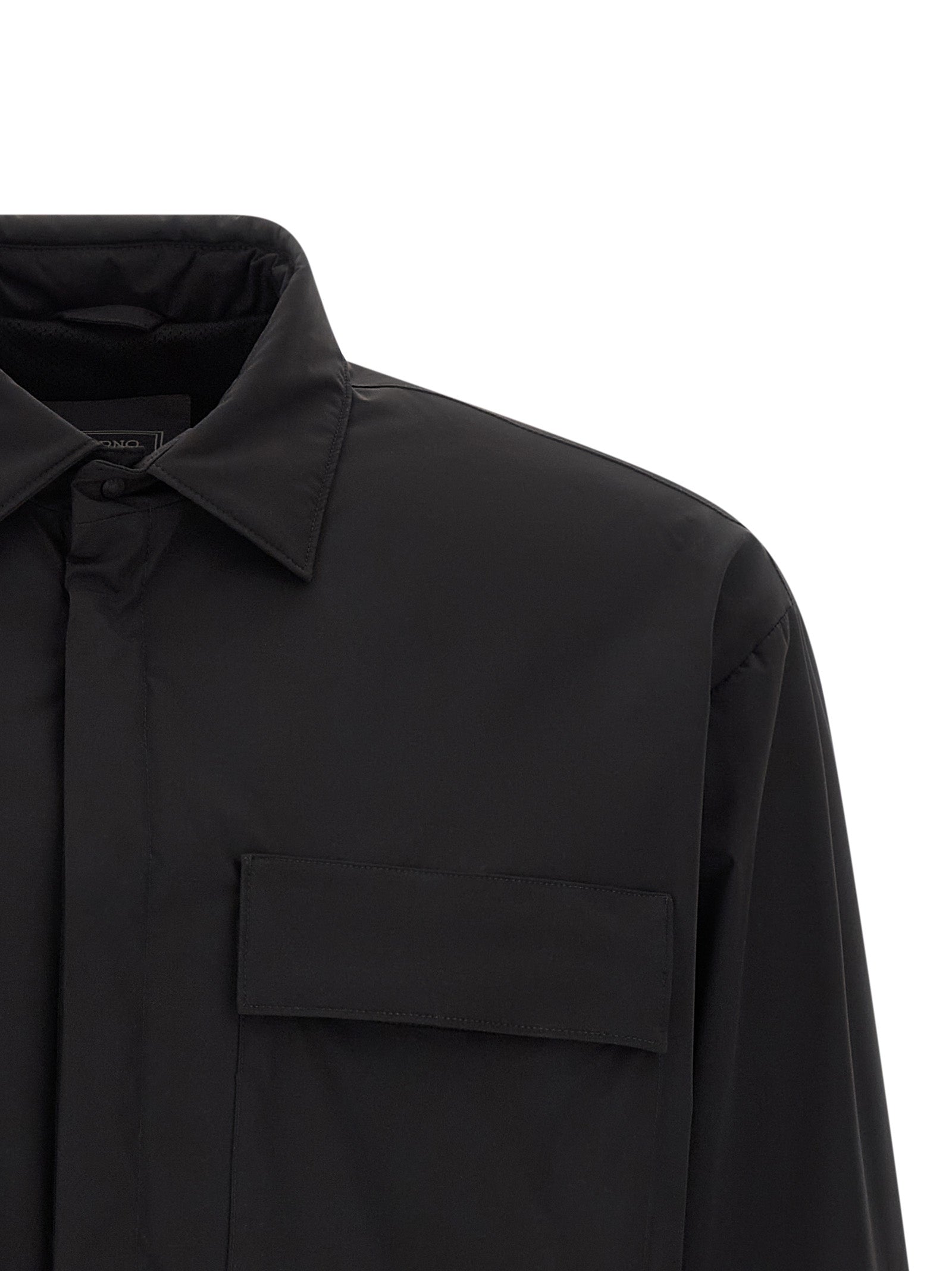 Windbreaker Jacket by Herno for men in stretch polyamide black showcases a modern silhouette, integrating windproof & pockets and a modern for a sophisticated finish.