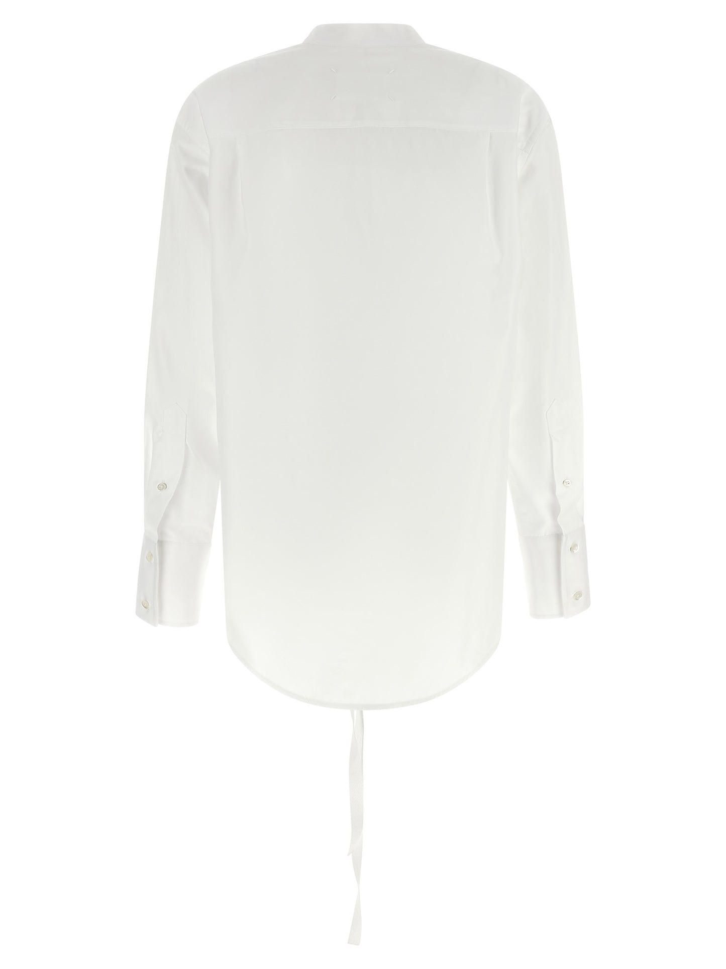 Blouse by Maison Margiela for women in cotton white & signature features an architectural silhouette with a refined and elegant v-neck neckline for a architectural look.