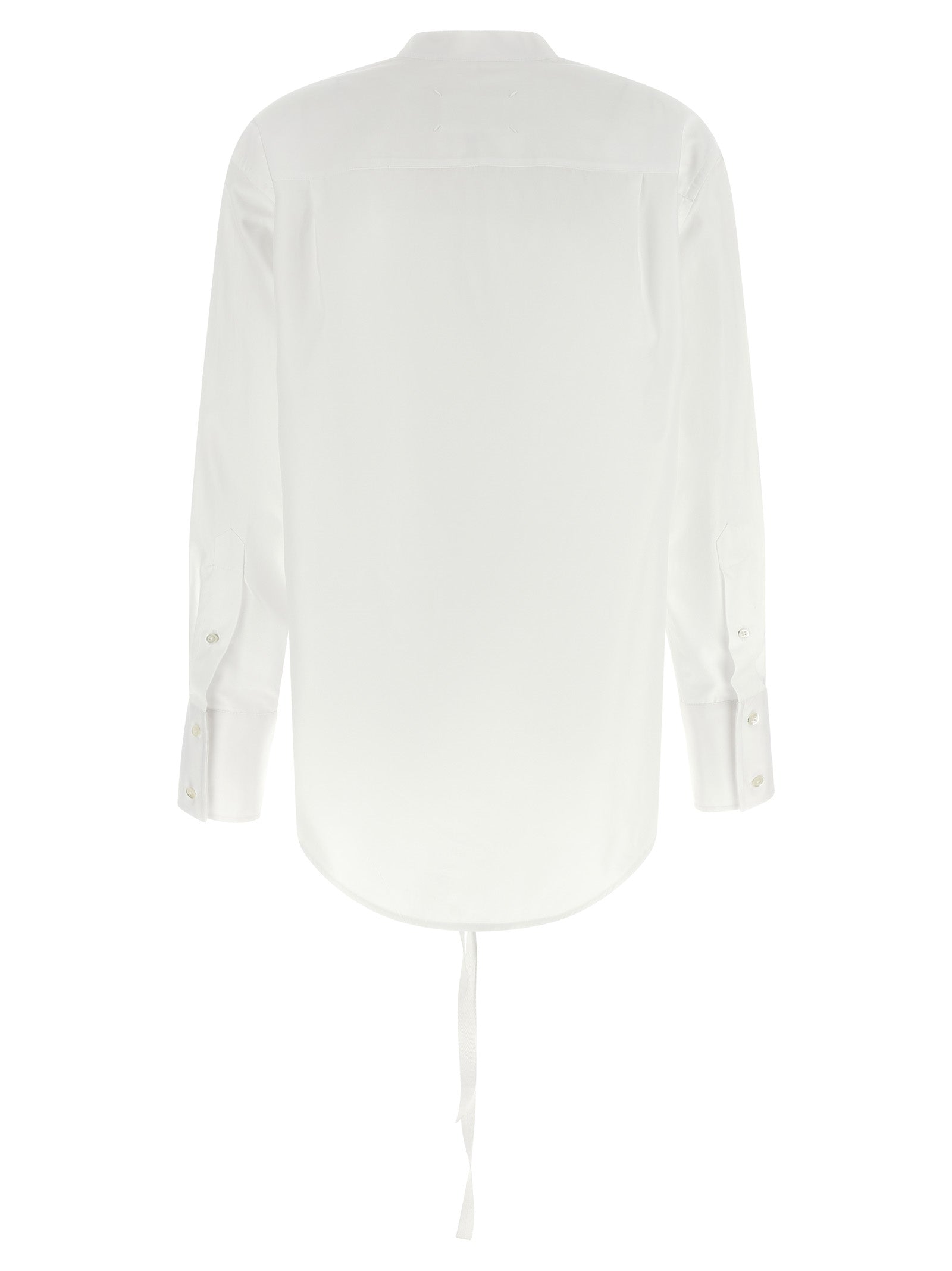 Blouse by Maison Margiela for women in cotton white & signature features an architectural silhouette with a refined and elegant v-neck neckline for a architectural look.