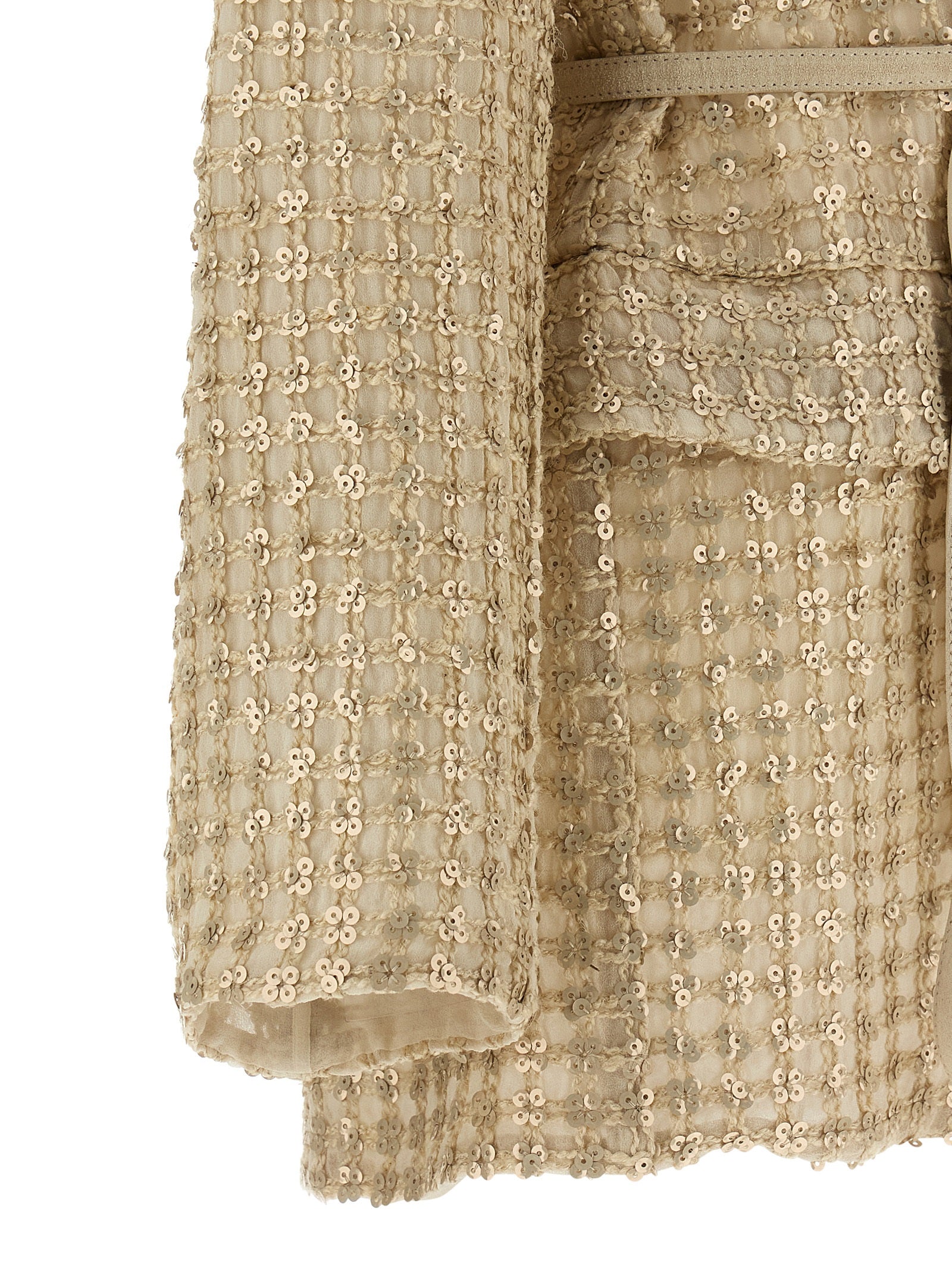 Blazer by Brunello Cucinelli for women in suede leather silk & sequins beige & patterned features an stylish silhouette, showcasing a sophisticated and stylish for a truly stylish finish.