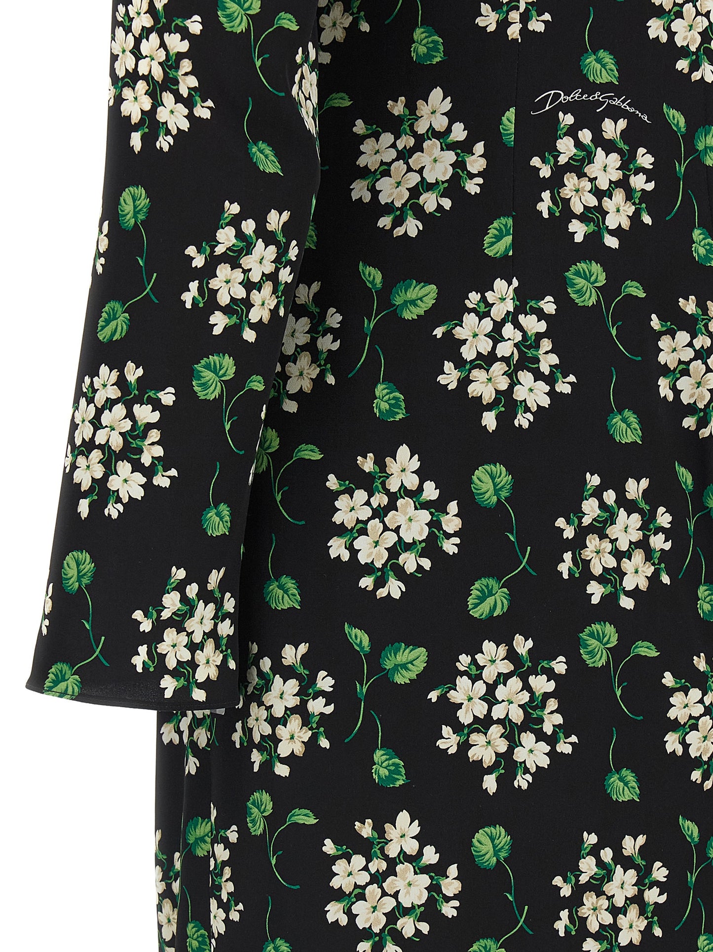 Dress by Dolce & Gabbana for women in synthetic silk black & print features an sultry silhouette defined by a and , falling to an sultry midi for a sultry look.