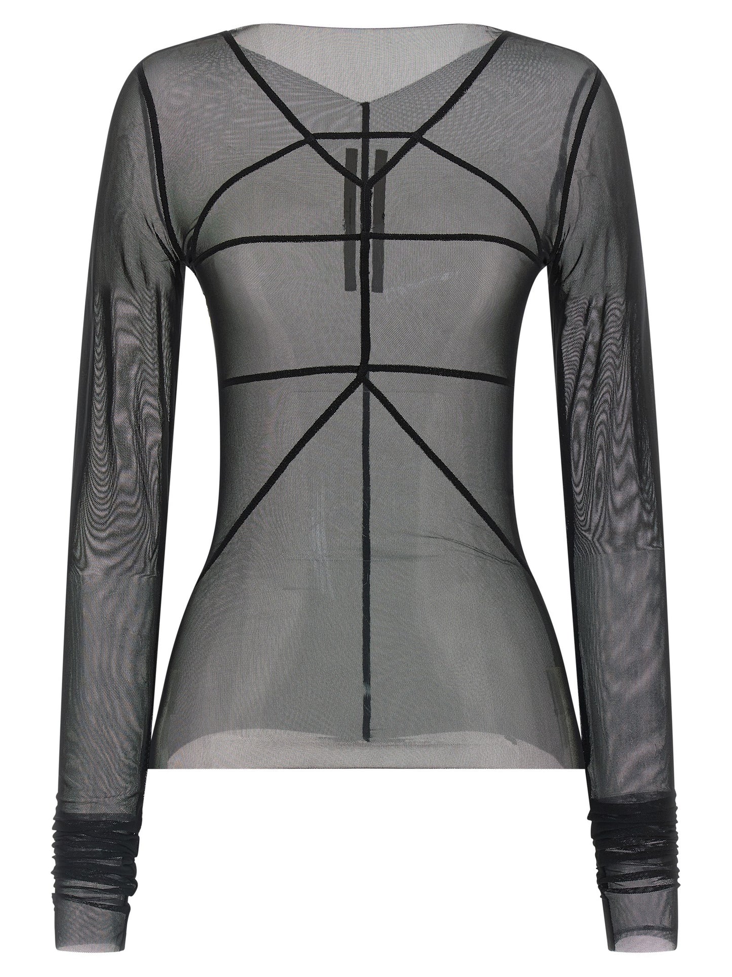 Cardigan by Rick Owens for women in stretch nylon black & transparent showcases a luxurious silhouette, meticulously detailed with a sophisticated asymmetric neckline and long-sleeve for a refined finish.