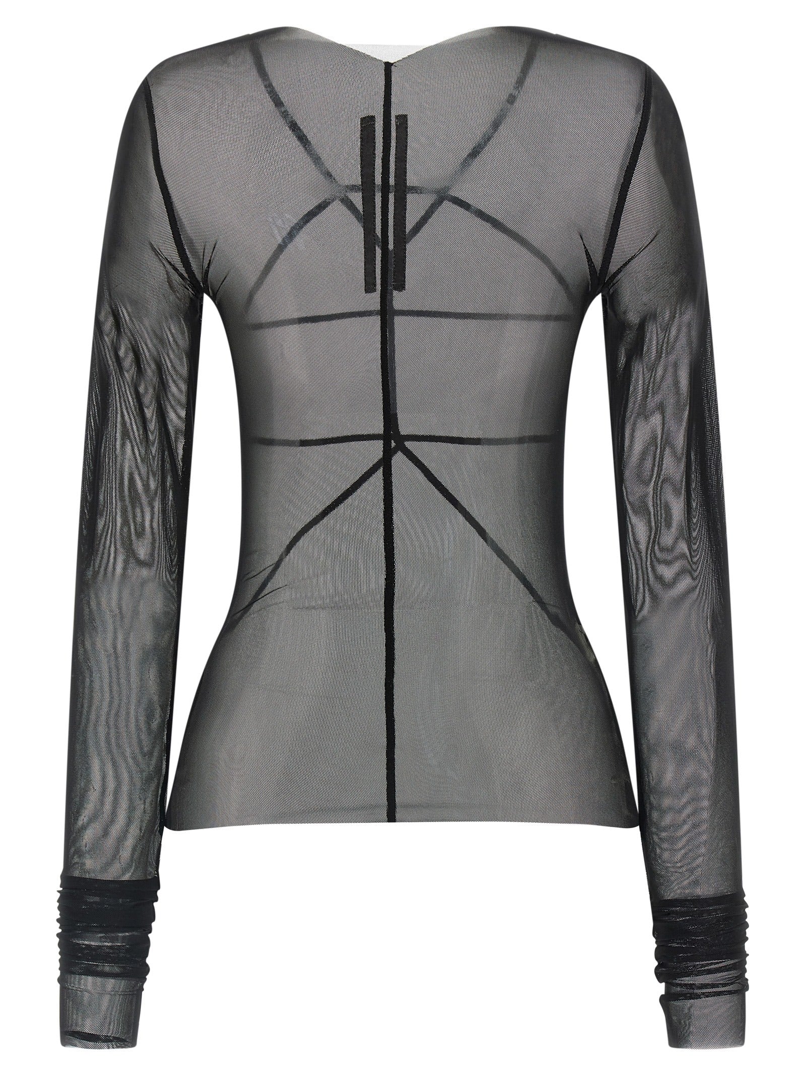 Cardigan by Rick Owens for women in stretch nylon black & transparent features a nuanced silhouette with a refined asymmetric neckline and nuanced detailing for a sophisticated look.