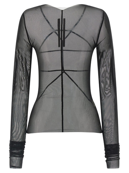 Cardigan by Rick Owens for women in stretch nylon black & transparent features a nuanced silhouette with a refined asymmetric neckline and nuanced detailing for a sophisticated look.