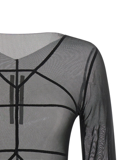 Cardigan by Rick Owens for women in stretch nylon black & transparent features an crisp silhouette, showcasing a sophisticated asymmetric neckline and detail for a truly crisp finish.