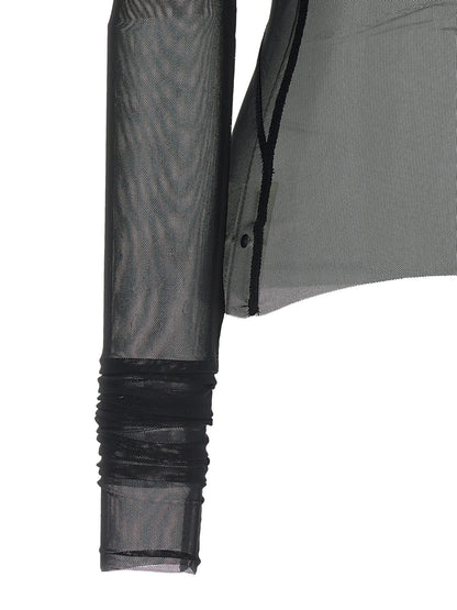 Cardigan by Rick Owens for women in stretch nylon black & transparent presents a textural silhouette, artfully finished with a textural and for a sophisticated, textural look.