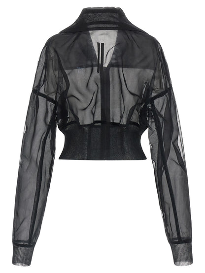 Bomber Jacket by Rick Owens for women in nylon black & transparent presents a effortlessly chic silhouette, showcasing a sophisticated and premium for a truly effortlessly chic finish.