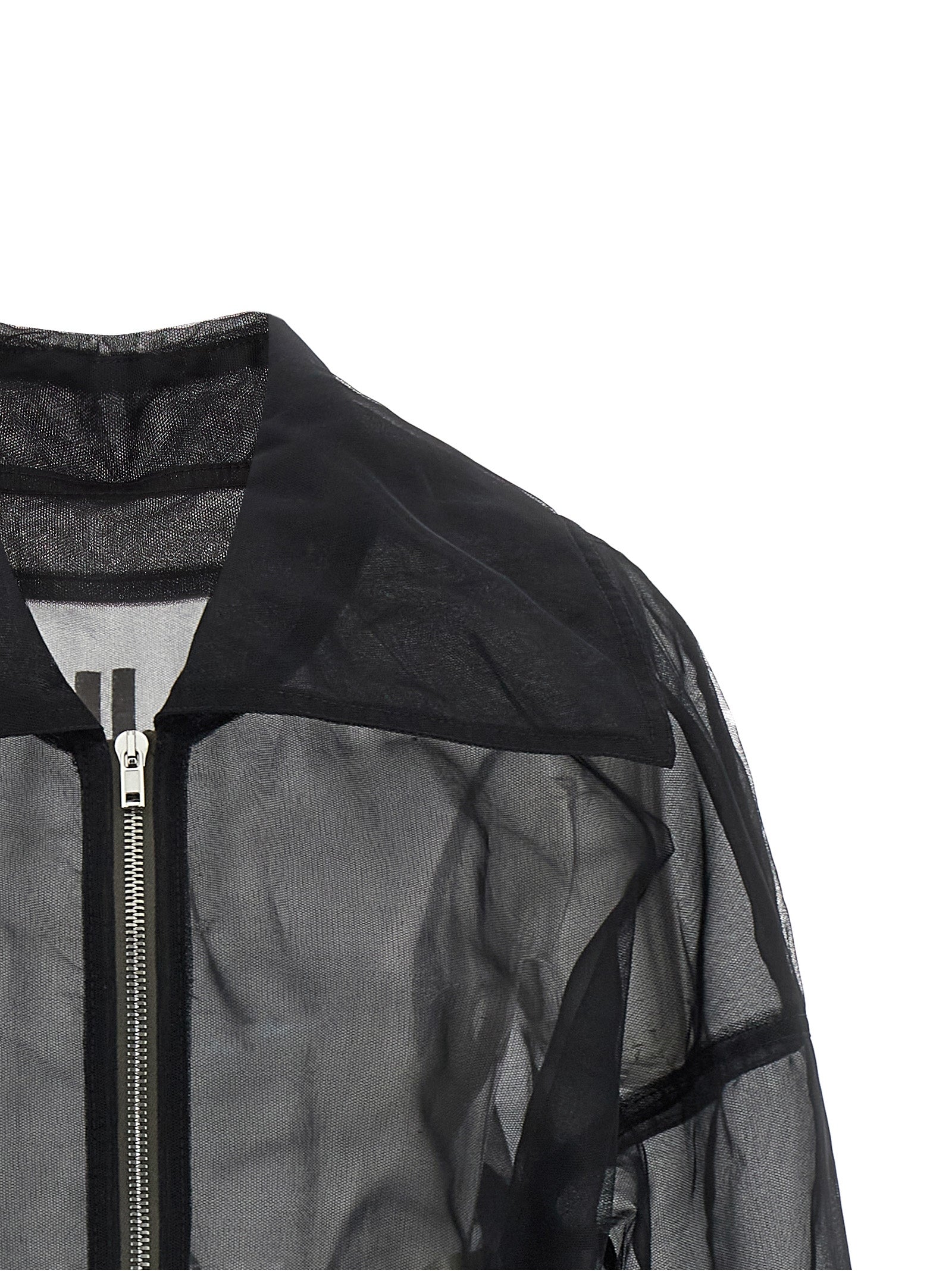 Bomber Jacket by Rick Owens for women in nylon black & transparent features an contemporary silhouette, showcasing a sophisticated and contemporary for a truly refined look.