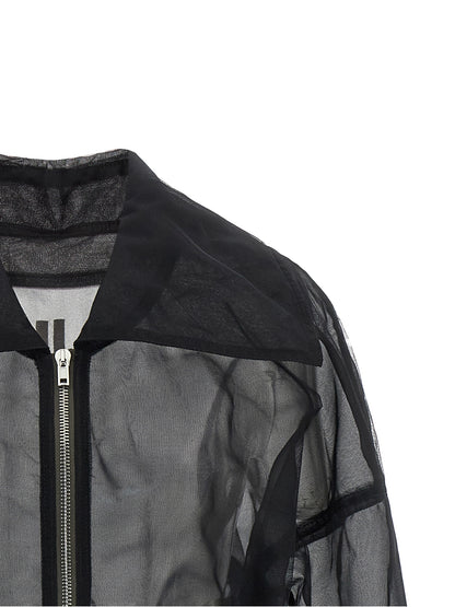 Bomber Jacket by Rick Owens for women in nylon black & transparent features an contemporary silhouette, showcasing a sophisticated and contemporary for a truly refined look.