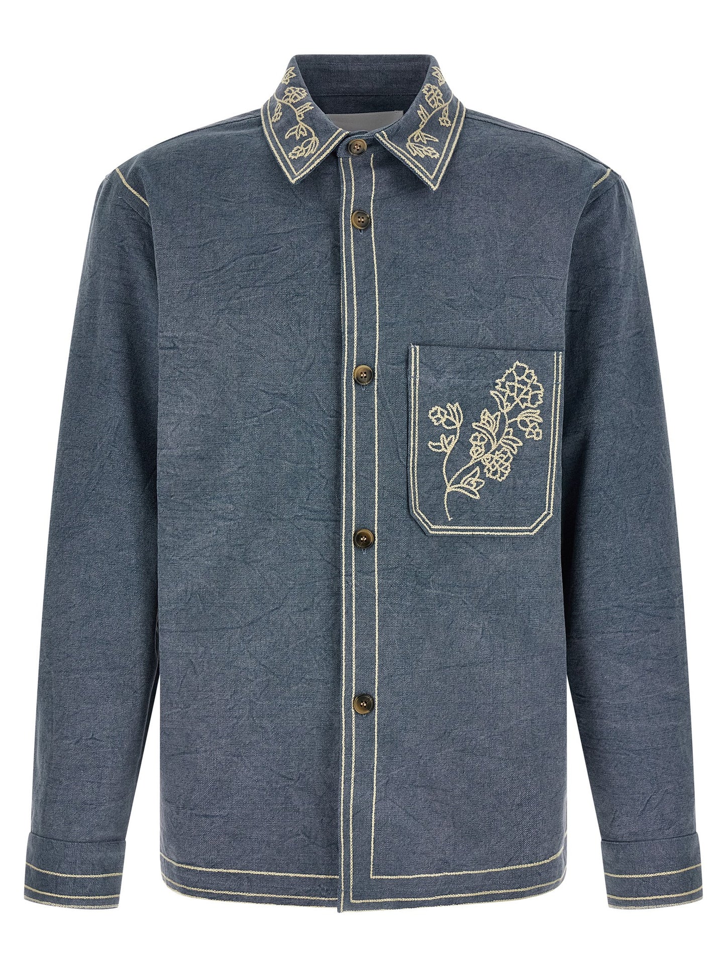 Overshirt by Isabel Marant for men in cotton blue & floral features an polished silhouette, showcasing a sophisticated and detail for a truly polished finish.