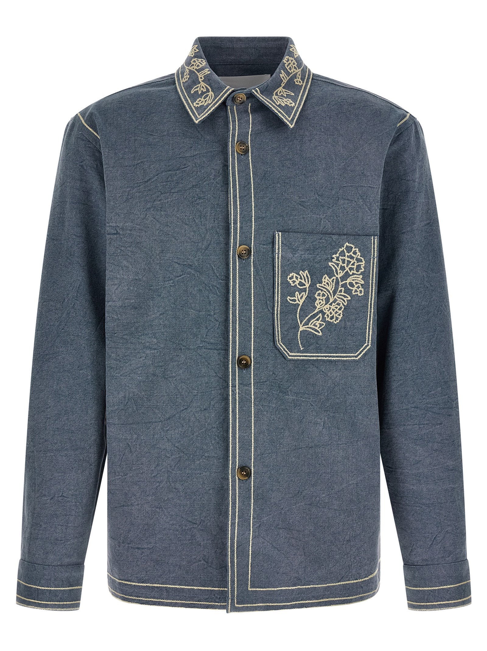 Overshirt by Isabel Marant for men in cotton blue & floral features an polished silhouette, showcasing a sophisticated and detail for a truly polished finish.
