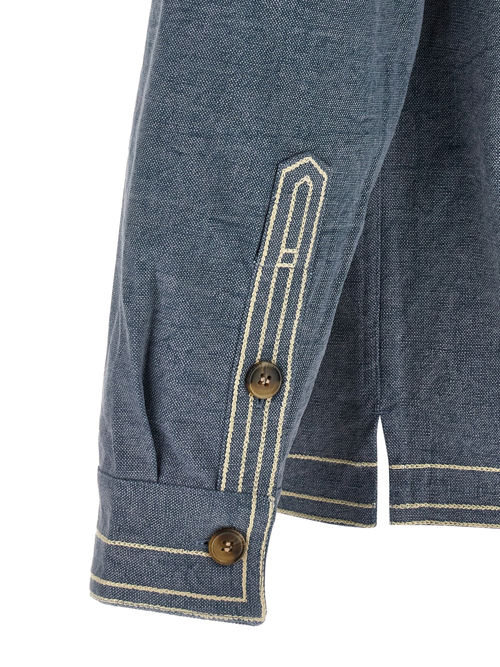 Overshirt by Isabel Marant for men in cotton blue & floral, featuring a nuanced and nuanced for a sophisticated finish.