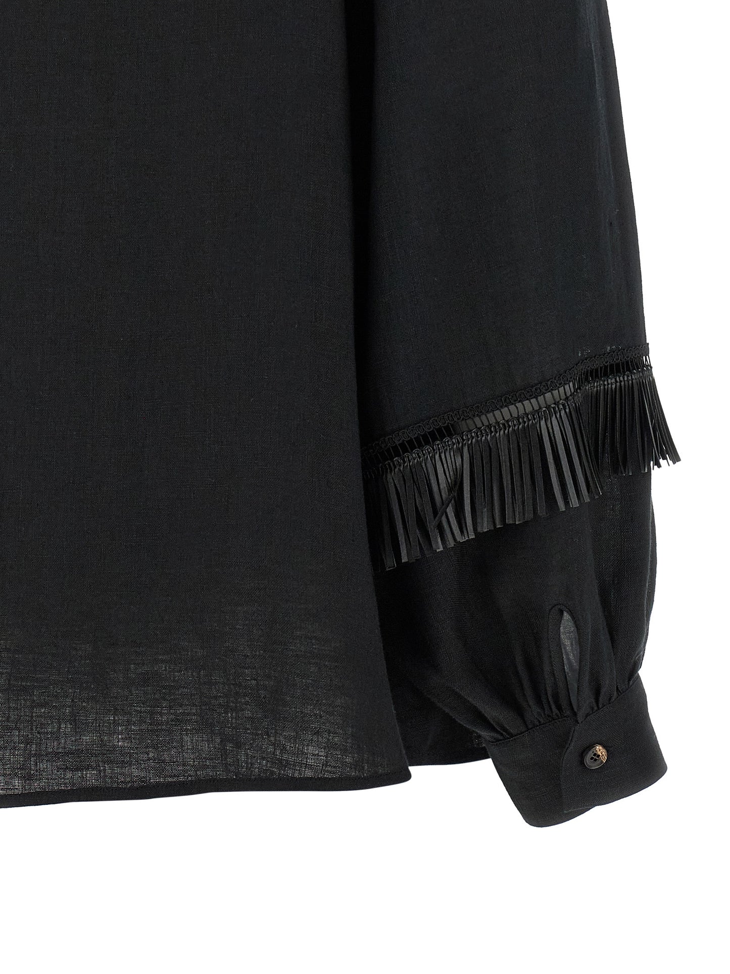 Blouse by Kiton for women in linen black features an architectural silhouette with a refined and elegant for a architectural look.