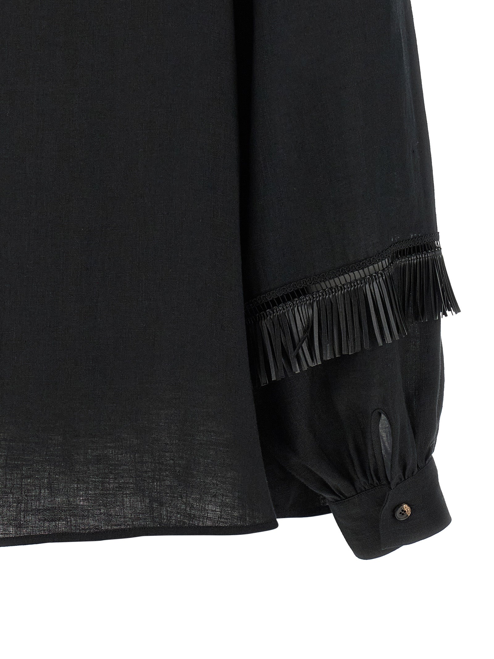 Blouse by Kiton for women in linen black features an architectural silhouette with a refined and elegant for a architectural look.