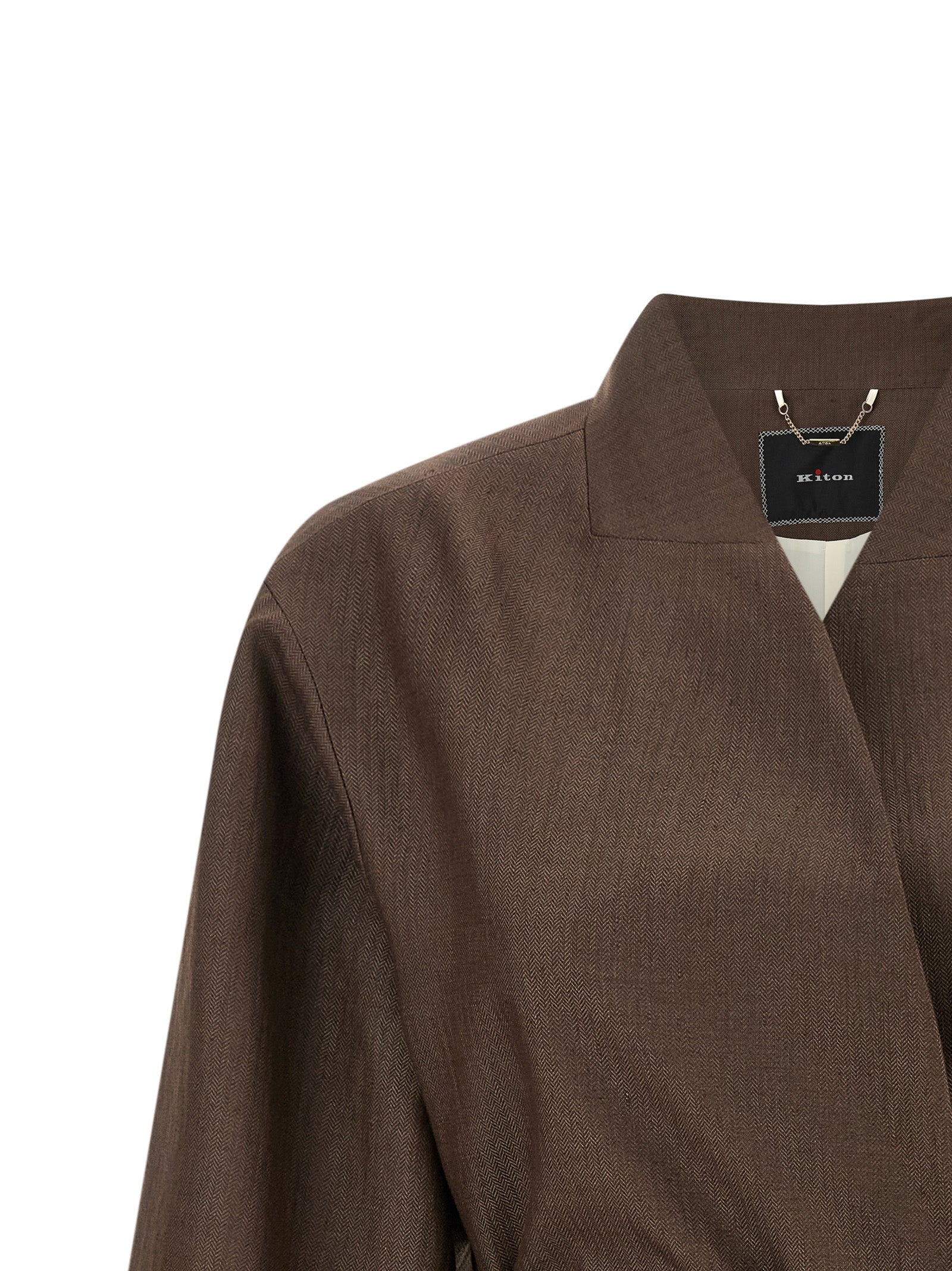 This Blazer by Kiton for women in linen & polyamide brown presents a tailored silhouette, meticulously tailored with a tailored shawl-collar neckline and distinctive for a tailored finish.