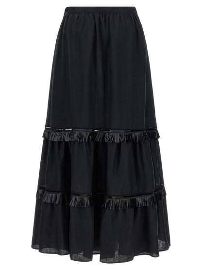 Skirt by Kiton for women in linen black features an relaxed-yet-refined silhouette that elegantly showcases the Women's Linen Mini Skirt design and sophisticated mini.