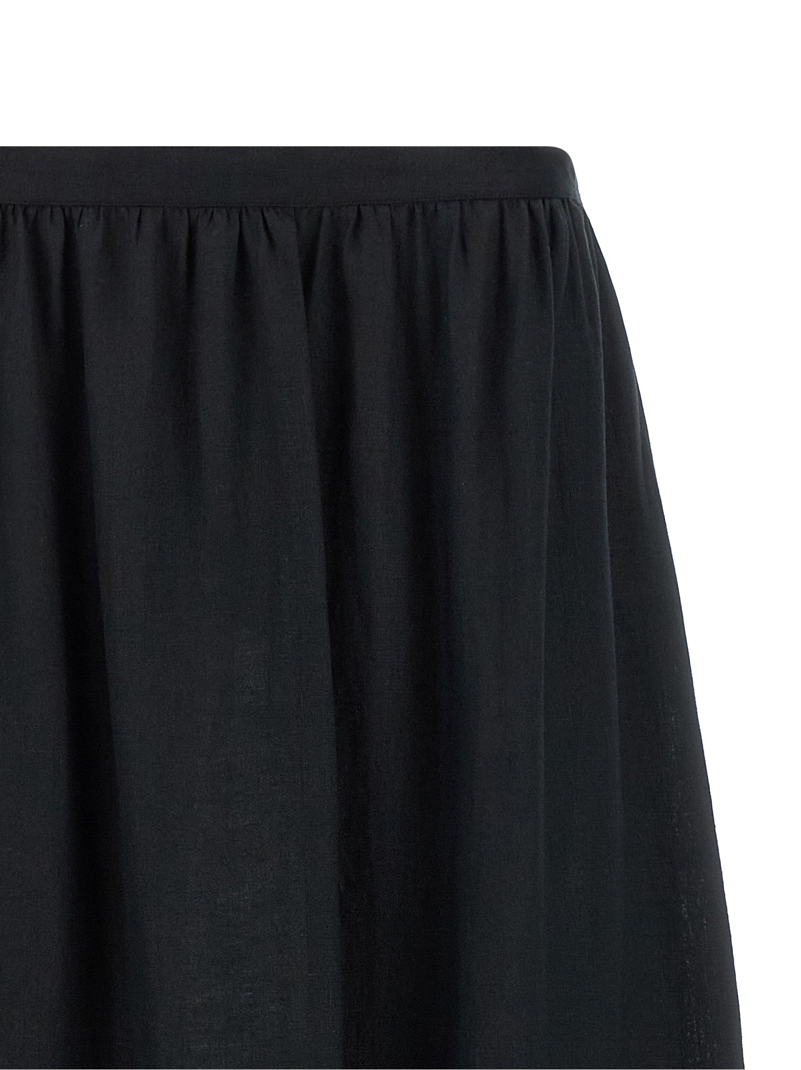 Skirt by Kiton for women in linen black features a contoured silhouette from the Women's Linen Mini Skirt collection, characterized by its contoured mini for a contoured finish.