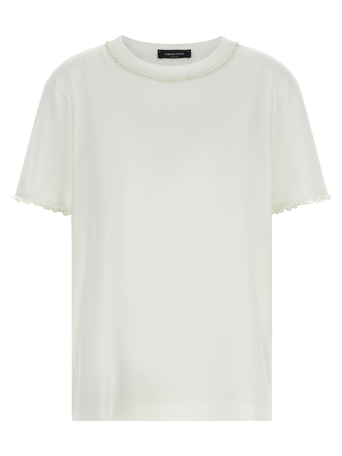 T-Shirt by Fabiana Filippi for women in cotton white features an on trend silhouette, perfectly showcasing a on trend and crew neckline for an elevated aesthetic.