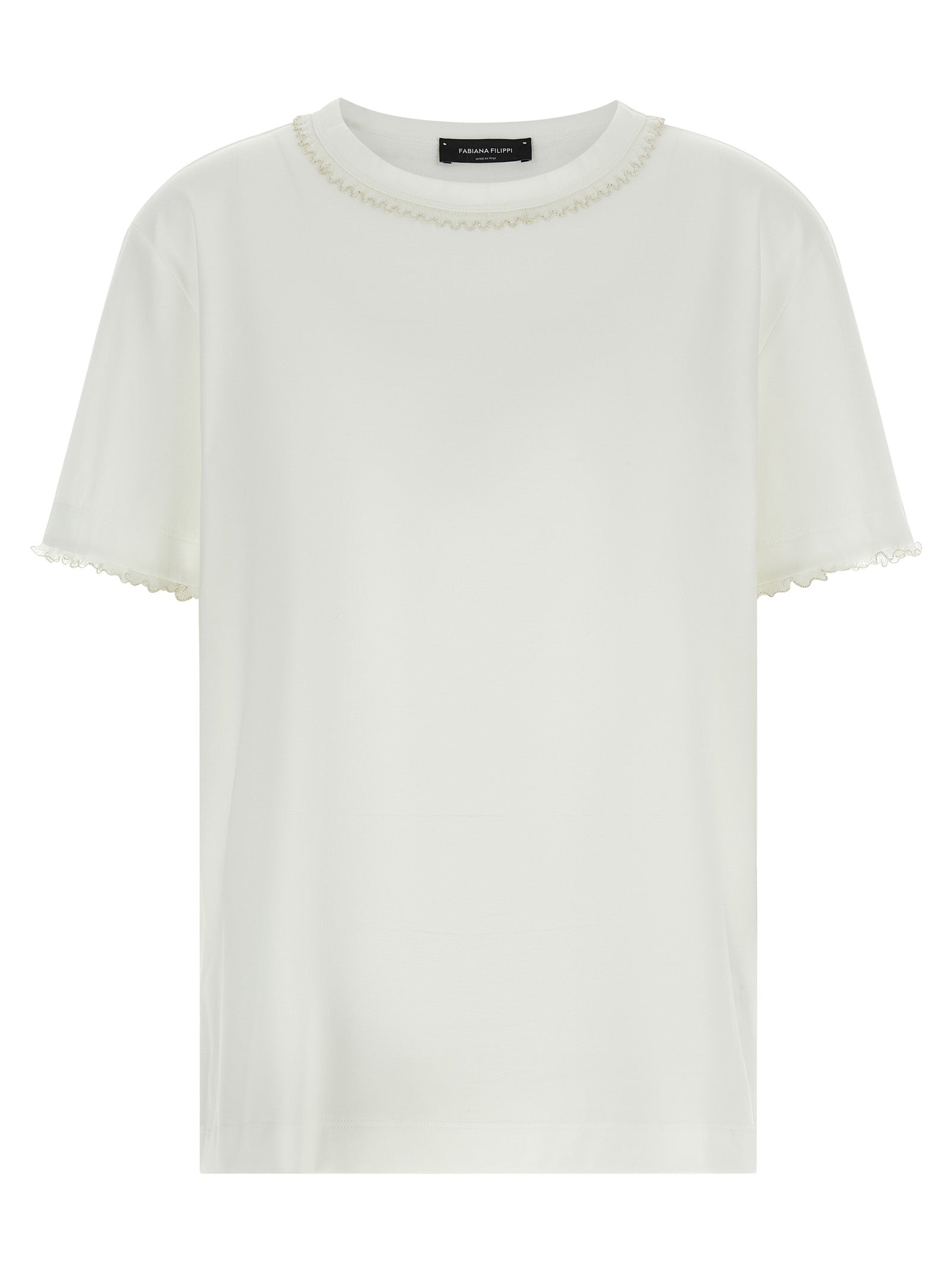 T-Shirt by Fabiana Filippi for women in cotton white features an on trend silhouette, perfectly showcasing a on trend and crew neckline for an elevated aesthetic.
