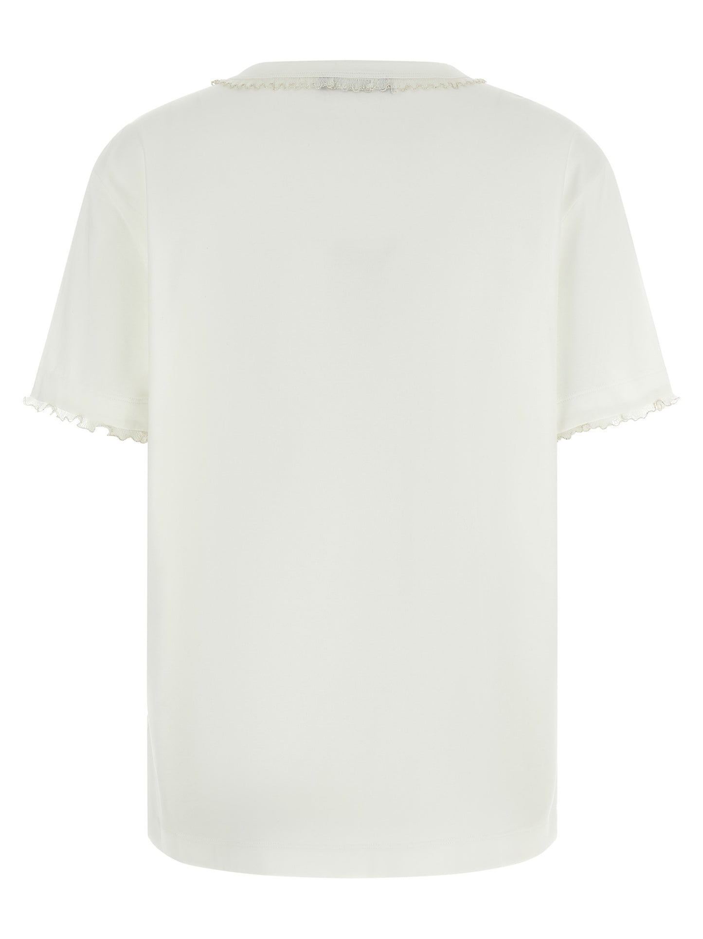 T-Shirt by Fabiana Filippi for women in cotton white showcases a unassuming silhouette, artfully detailed with a refined crew neckline and unassuming for a sophisticated, contemporary look.