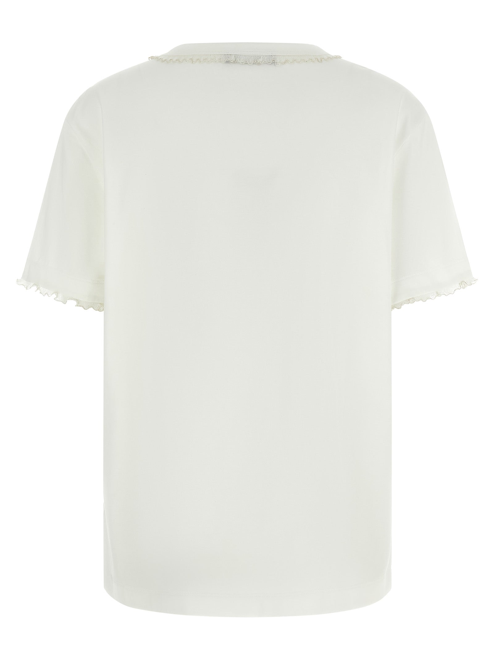 T-Shirt by Fabiana Filippi for women in cotton white showcases a unassuming silhouette, artfully detailed with a refined crew neckline and unassuming for a sophisticated, contemporary look.