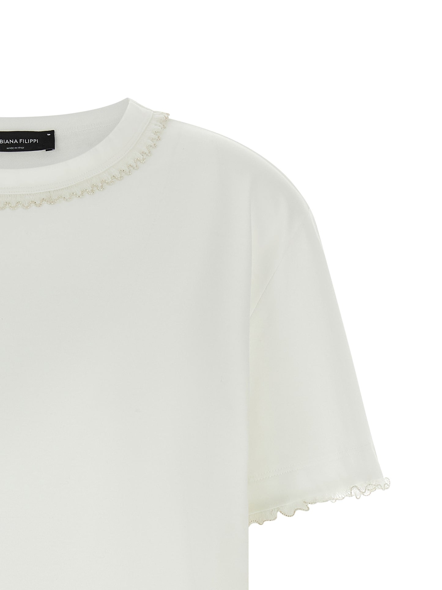 T-Shirt by Fabiana Filippi for women in cotton white features an on trend silhouette, perfectly showcasing a on trend and crew neckline for an elevated aesthetic.