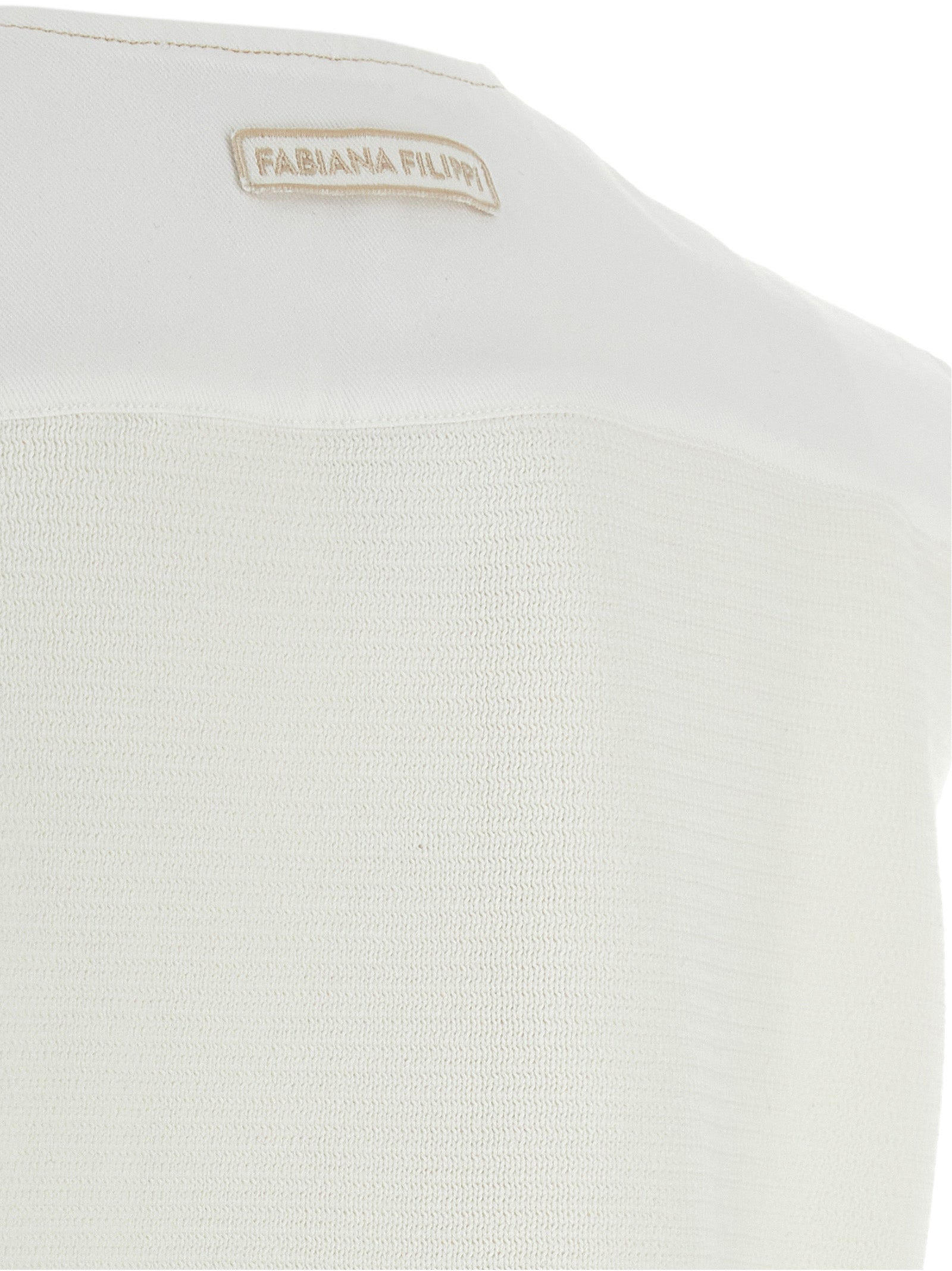 Vest by Fabiana Filippi for women in stretch denim cotton gold & white features an contemporary silhouette, showcasing refined pockets and a contemporary for a sophisticated layered look.