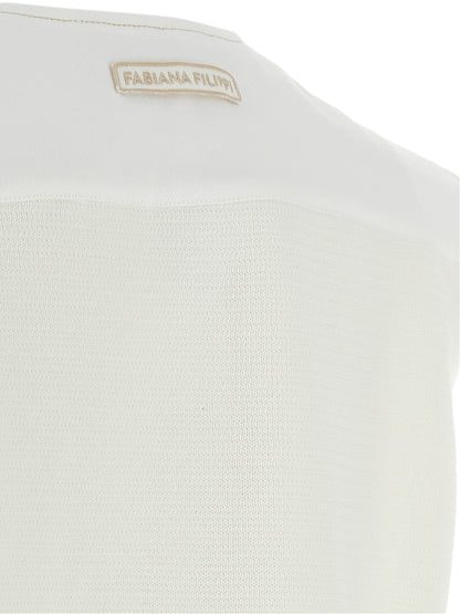 Vest by Fabiana Filippi for women in stretch denim cotton gold & white features an contemporary silhouette, showcasing refined pockets and a contemporary for a sophisticated layered look.