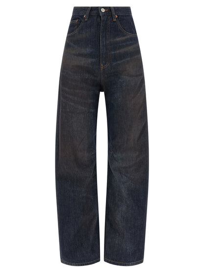 Jeans by MM6 Maison Margiela for women in denim cotton blue features a refined silhouette with a refined straight-leg & wide, defined by a high rise and a refined long for a refined finish.