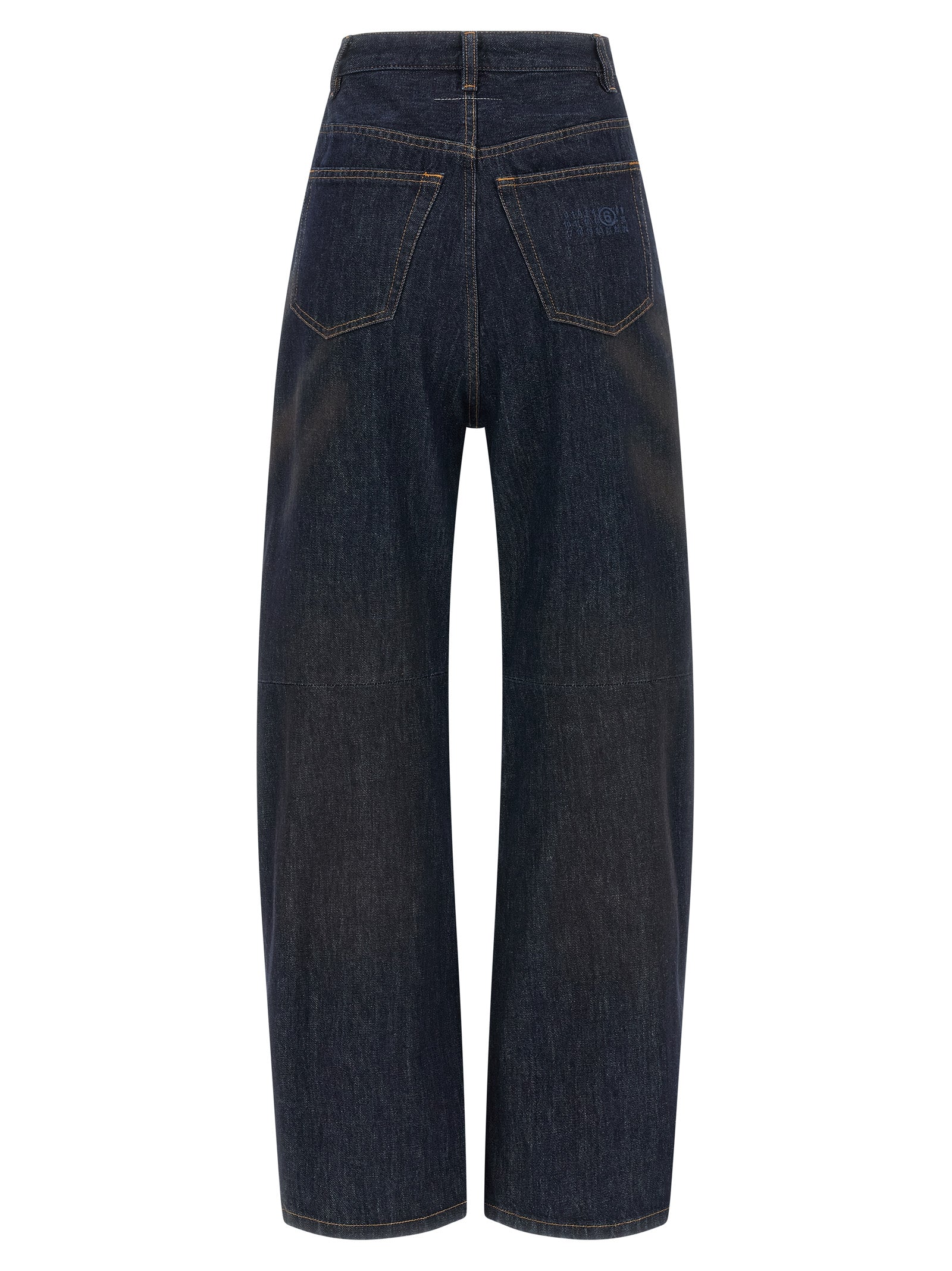 Jeans by MM6 Maison Margiela for women in denim cotton blue presents a refined pantology silhouette, artfully defined by a refined pantology straight-leg & wide, long, and a sophisticated high rise.