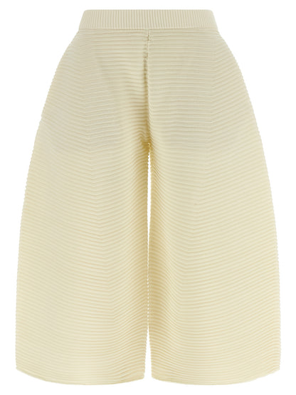 Issey Miyake Women's Wide Cropped Polyester & Nylon Trousers - White