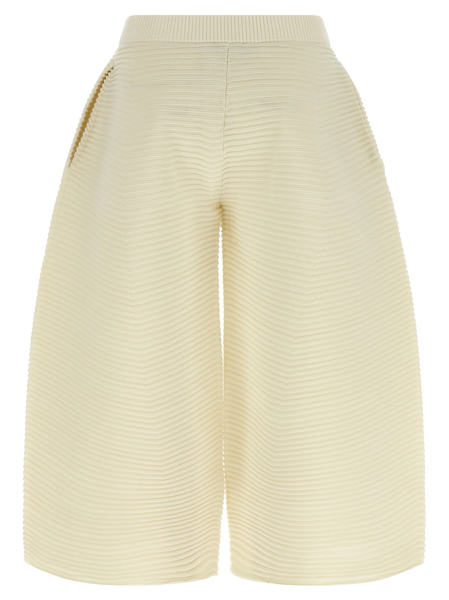 Issey Miyake Women's Wide Cropped Polyester & Nylon Trousers - White