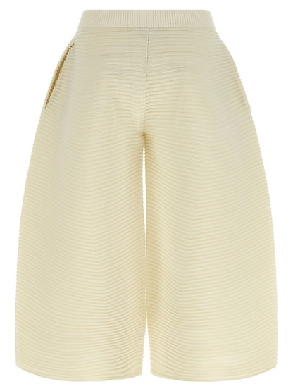 Issey Miyake Women's Wide Cropped Polyester & Nylon Trousers - White