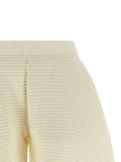 Issey Miyake Women's Wide Cropped Polyester & Nylon Trousers - White