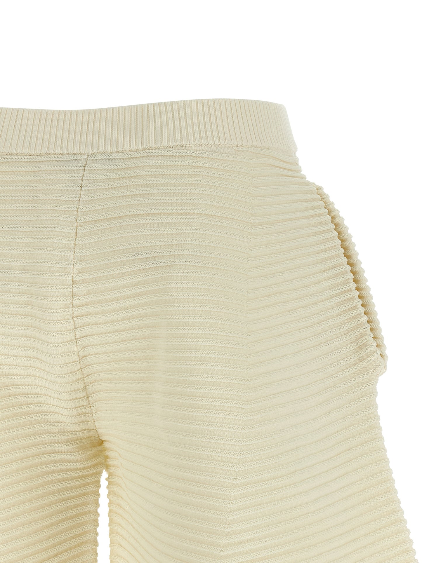 Issey Miyake Women's Wide Cropped Polyester & Nylon Trousers - White