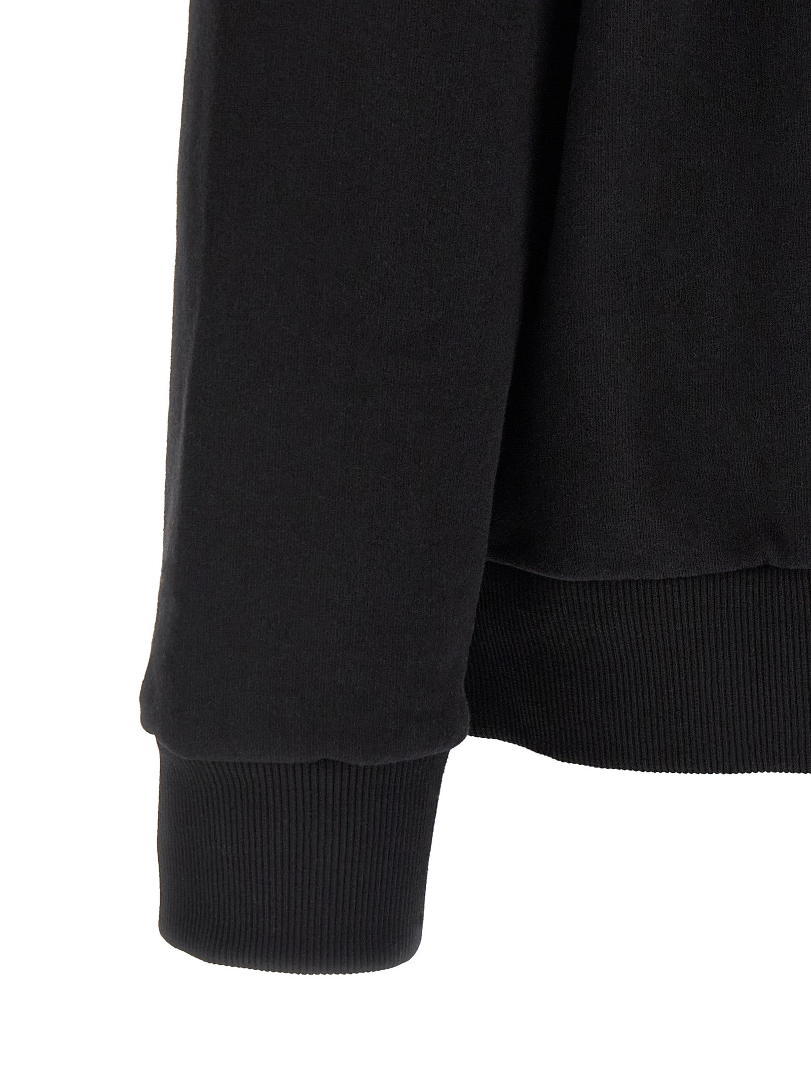 Sweatshirt Hoodie by MM6 Maison Margiela for men in cotton black features an avant-garde silhouette, showcasing a sophisticated hooded neckline and detail for a truly avant-garde finish.
