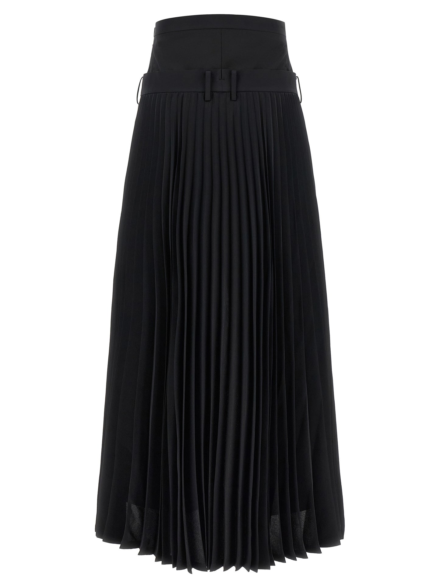 Trousers by Junya Watanabe for women in polyester polyurethane wool black features a sculptural silhouette, showcasing a sculptural straight and long with a sophisticated for a sculptural finish.