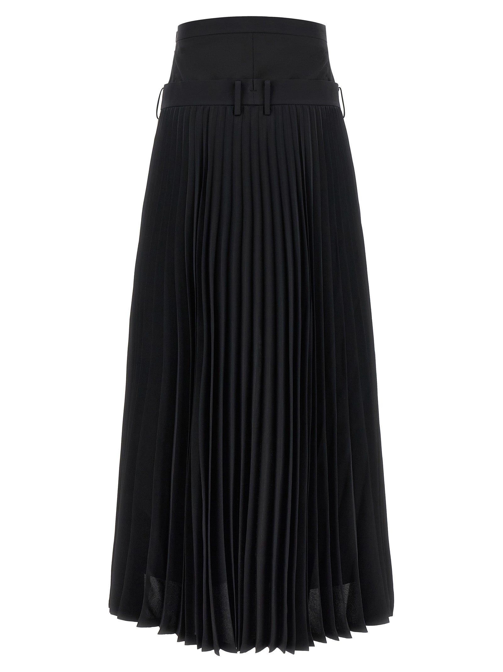 Trousers by Junya Watanabe for women in polyester polyurethane wool black features a sculptural silhouette, showcasing a sculptural straight and long with a sophisticated for a sculptural finish.