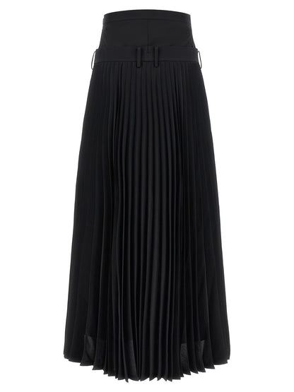 Trousers by Junya Watanabe for women in polyester polyurethane wool black features a sculptural silhouette, showcasing a sculptural straight and long with a sophisticated for a sculptural finish.