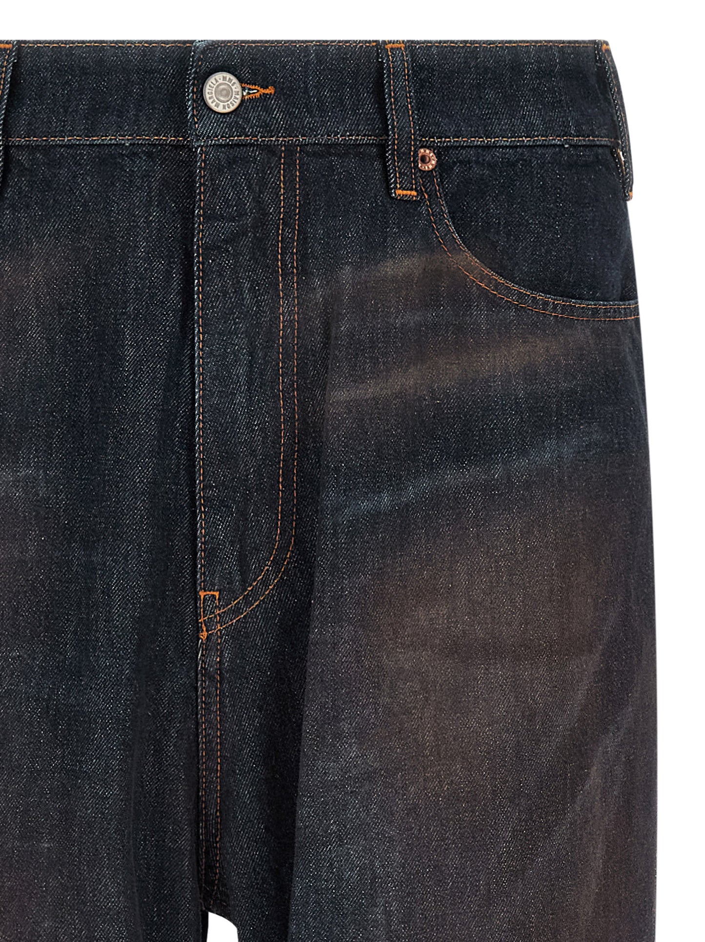 Jeans by MM6 Maison Margiela for men in cotton denim blue features a refined silhouette with a refined straight-leg, defined by a high rise and a refined long for a refined finish.