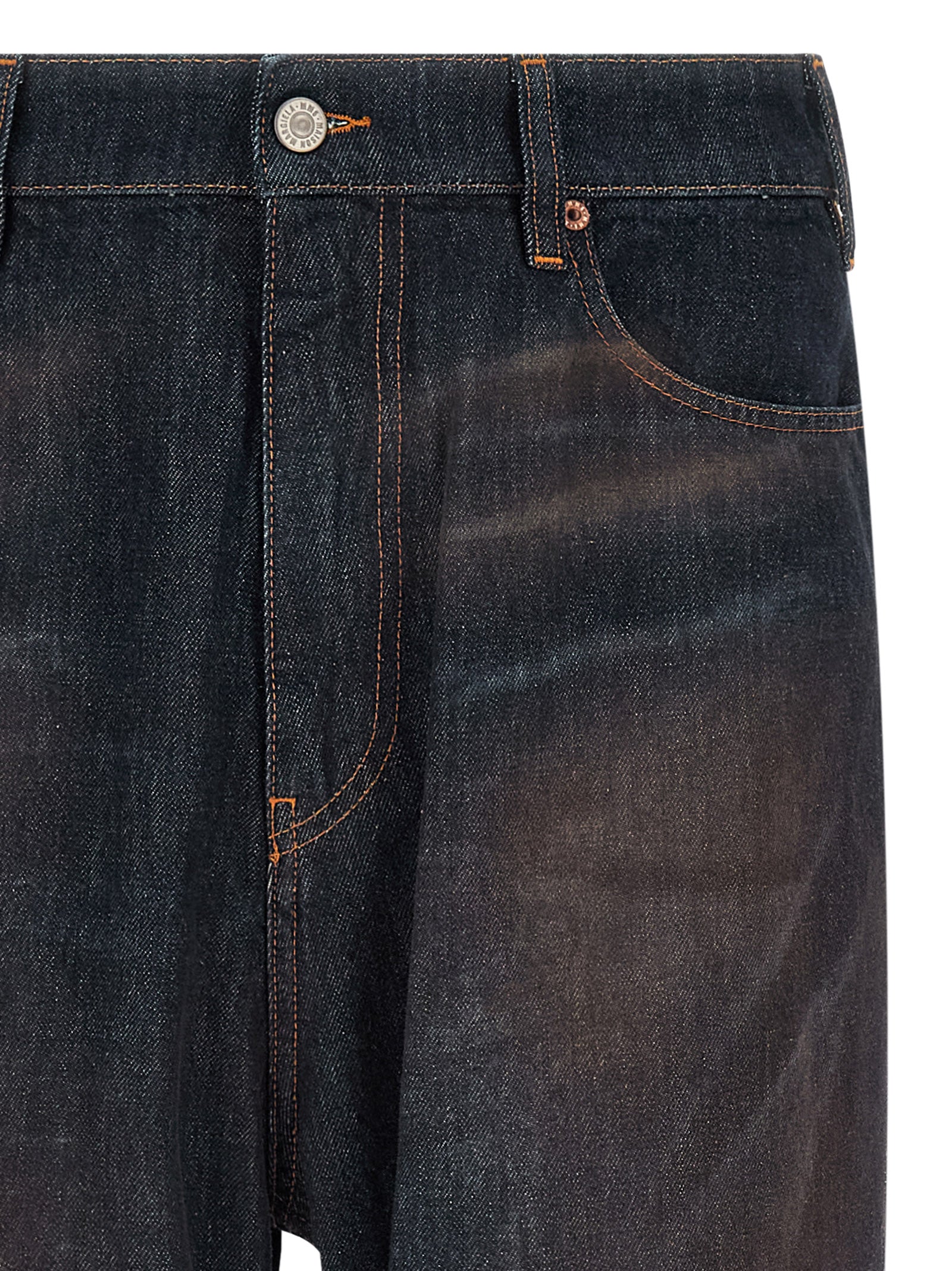 Jeans by MM6 Maison Margiela for men in cotton denim blue features a refined silhouette with a refined straight-leg, defined by a high rise and a refined long for a refined finish.