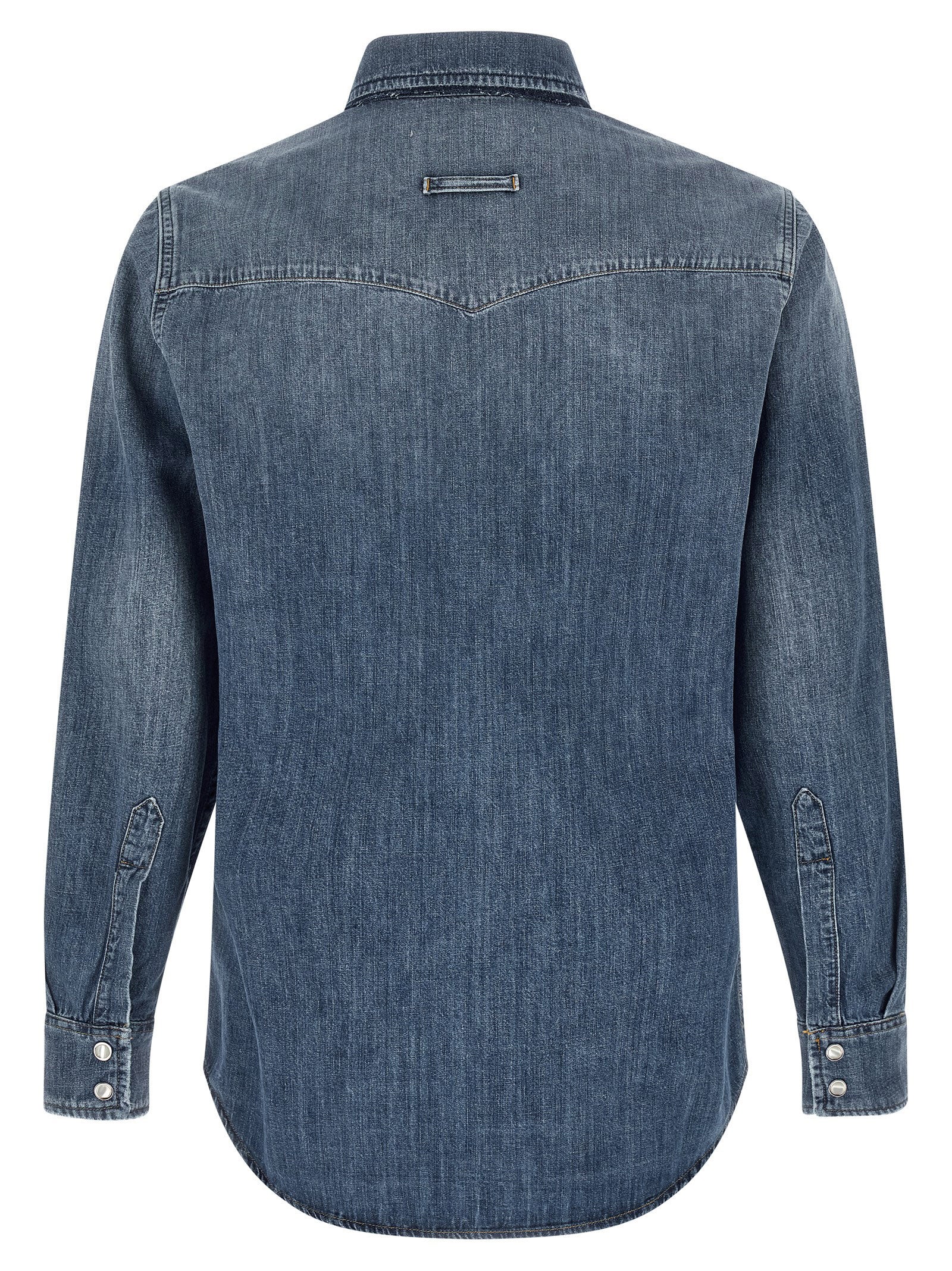 Shirt by Department 5 for men in linen & denim cotton blue, featuring a nuanced and nuanced for a sophisticated finish.