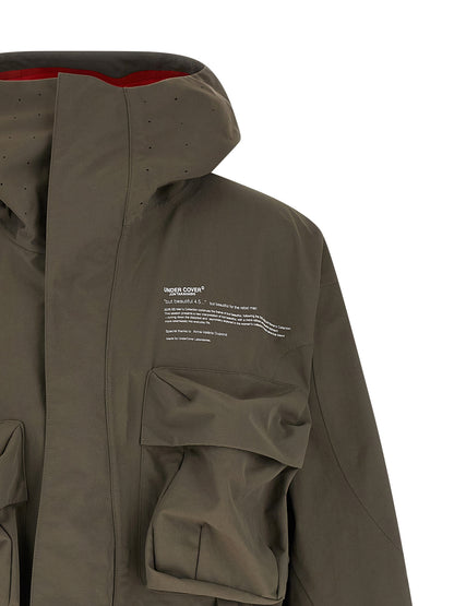 Undercover Men's Windproof Nylon Fabric Hooded Parka - Gray