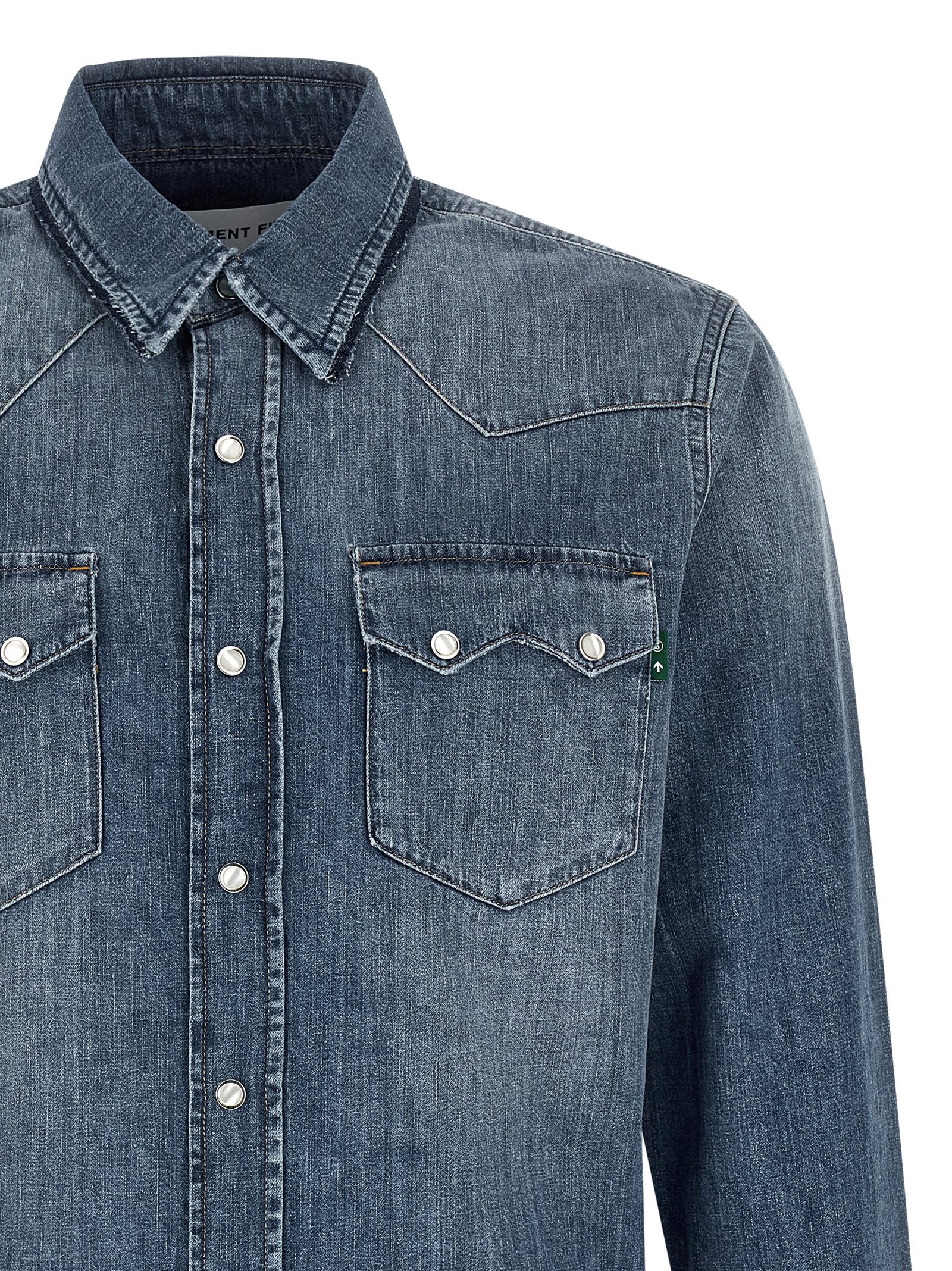 Shirt by Department 5 for men in linen & denim cotton blue features an polished silhouette, showcasing a sophisticated and detail for a truly polished finish.
