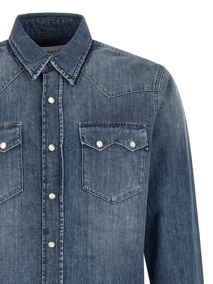 Shirt by Department 5 for men in linen & denim cotton blue features an polished silhouette, showcasing a sophisticated and detail for a truly polished finish.