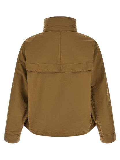 Hooded Parka by Lemaire for men in cotton bicolour & green features a stylish silhouette, meticulously detailed with a sophisticated hooded high-neck neckline and functional lightweight, pockets & hooded for a stylish finish.