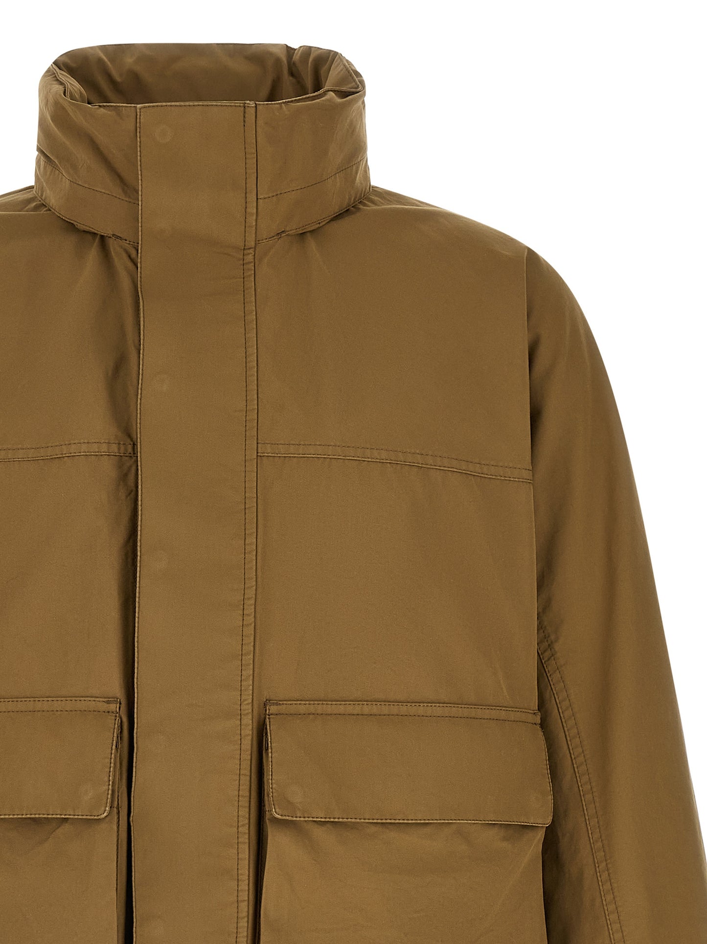 Hooded Parka by Lemaire for men in cotton bicolour & green presents a decadent silhouette, showcasing the decadent hooded high-neck neckline and functional lightweight, pockets & hooded for a premium, weather-ready look.