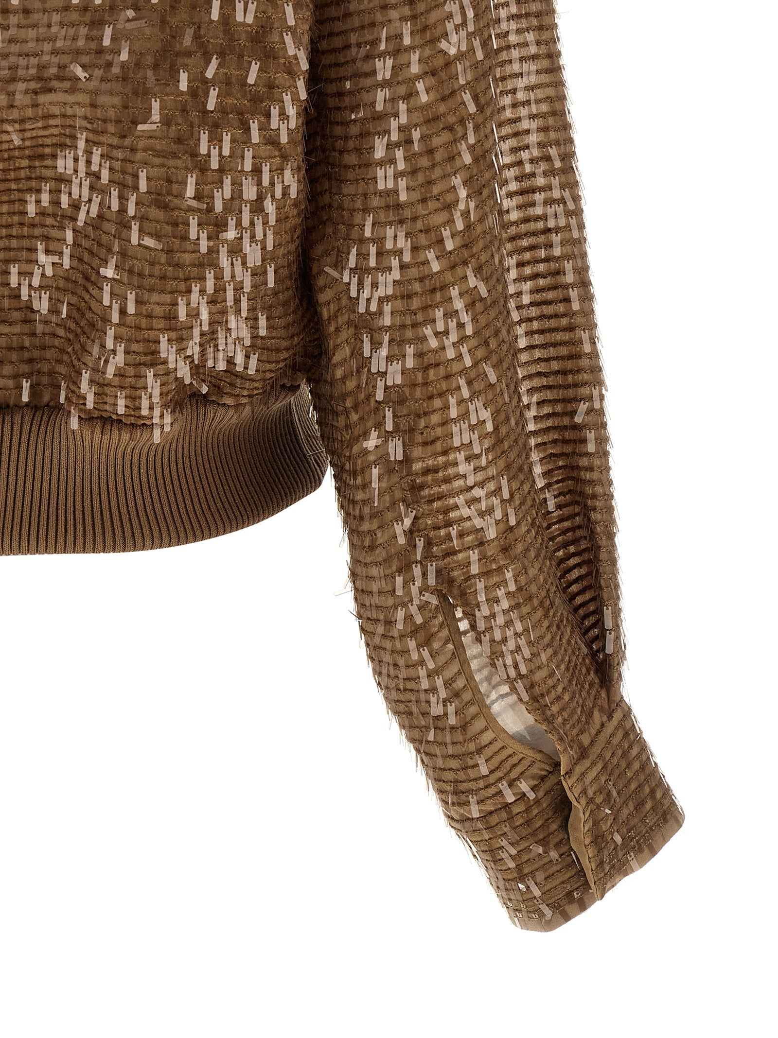 Cardigan by Brunello Cucinelli for women in silk & sequins brown showcases a luxurious silhouette, meticulously detailed with a sophisticated and for a refined finish.